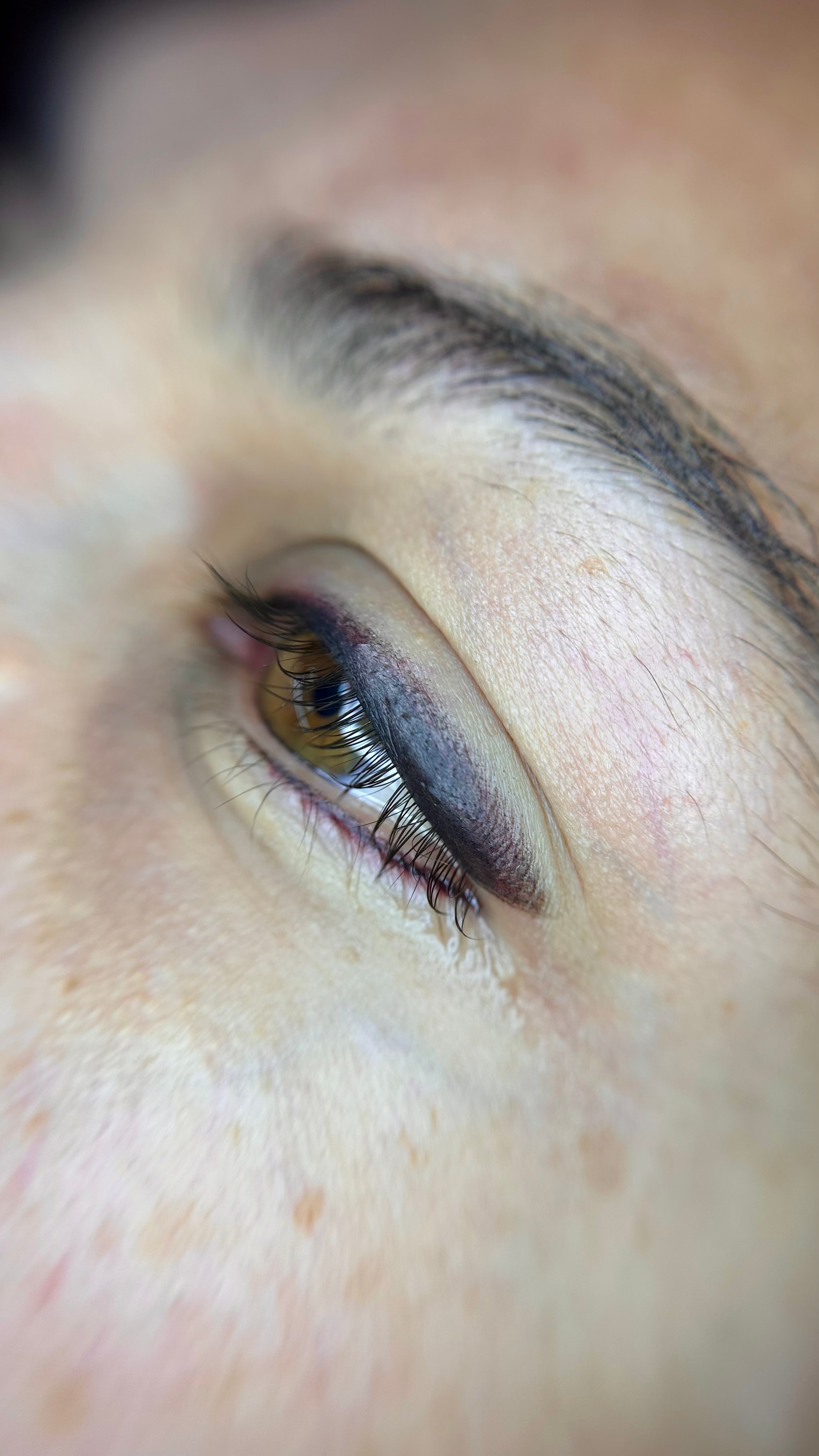 Lash line eyeliner permanent makeup tattoo close-up by Mandi at Pretty in Ink Columbus Ohio